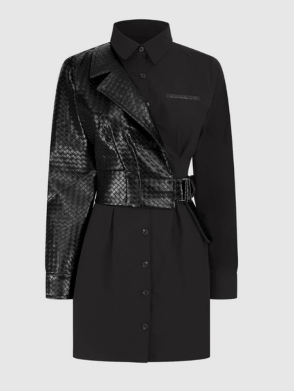 Maniere De Voir Faux Leather Blazer Dress Size 10 Black Mini Dress - Picture 7 of 7